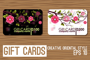 Oriental Gift Card With Flowers