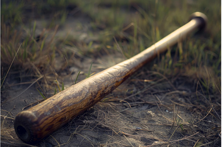 Old baseball bat lying on the ground, a Sports & Recreation Photo by Ylivdesign