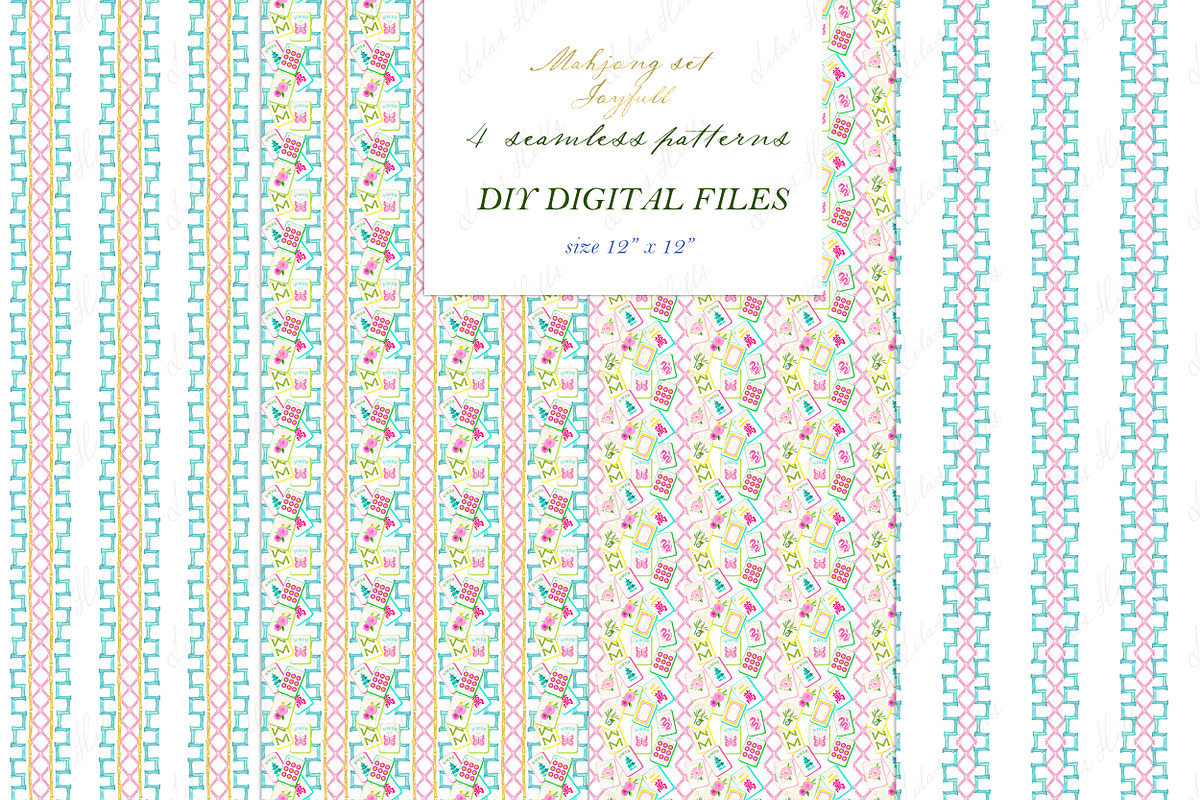 Mahjong Set PNG Watercolor DIY, an Illustration by LABFcreations (Photo 4 of 4)