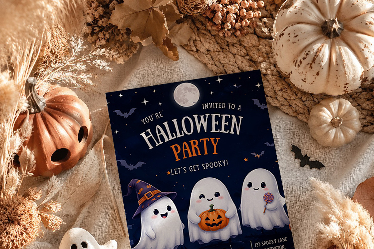 Cute Ghost Halloween Invitation, an Invitation Template by Arslan (Photo 5 of 5)