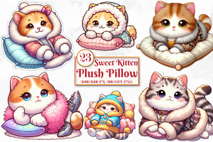 sweet kitten plush pillow, a Seasonal Illustration by Craft Nest