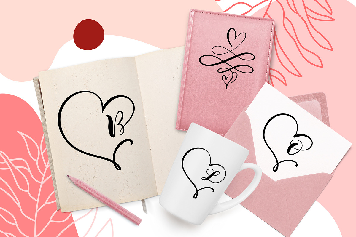 Monogram Heart Flourish Font preview 2