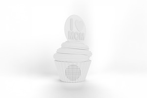 Cartoon I Heart Mom Cupcake Mockup