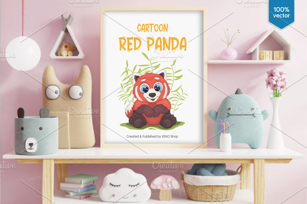 Big cartoon red panda. Tshirt, PNG., an Animal Illustration by KENO Mascots (Photo 4 of 4)