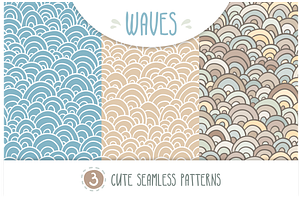 WAVES - set of 3 seamless patterns