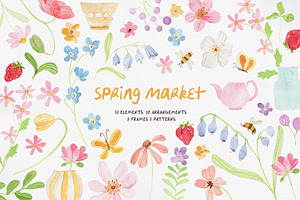 Watercolor Clipart - SPRING MARKET, an Illustration by Beigetime