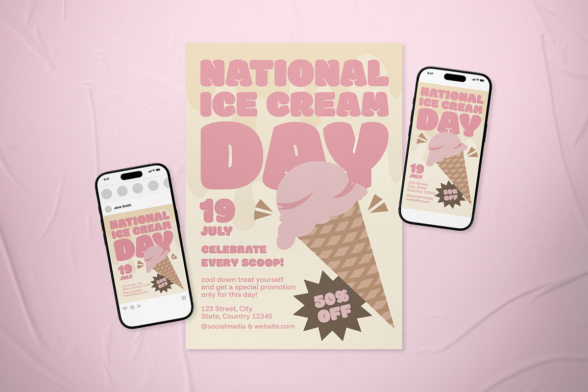 Ice Cream Day Event Flyer Set, a Flyer Template by The Good Store (Photo 1 of 2)