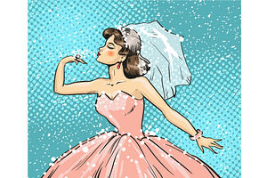 Vector Pop Art Illustration Of Bride