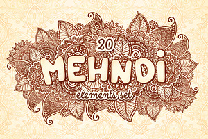 20 Indian Mehndy Style Elements