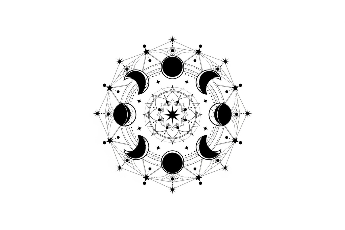 Moon Phase Mandala SVG Bundle, an Illustration by yasushie (Photo 7 of 31)