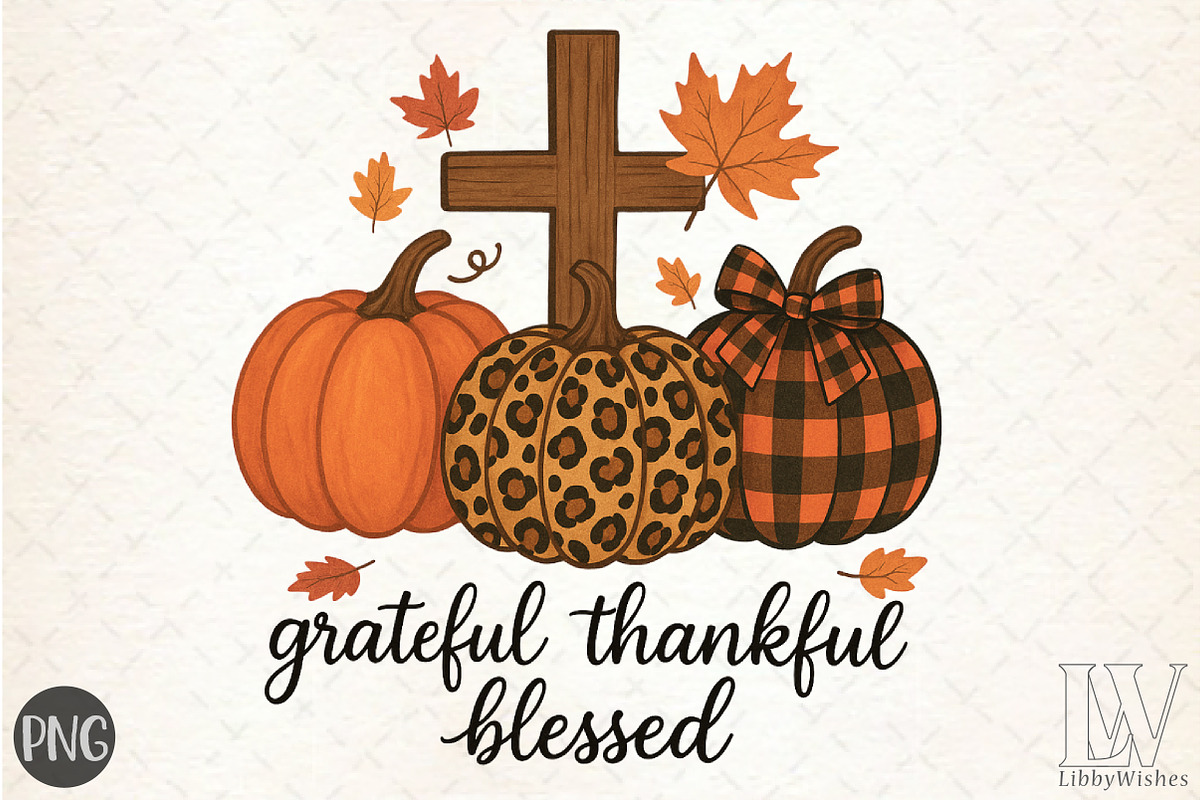 Grateful Thankful Blessed Pumpkin, a Graphic by Libby Wishes (Photo 1 of 6)