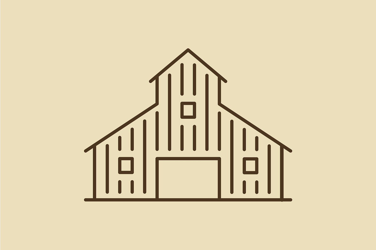Type of Barns Line Set, an Outline Icon by Buqancreative (Photo 6 of 10)