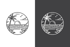 Line Art Tropical Beach Logo