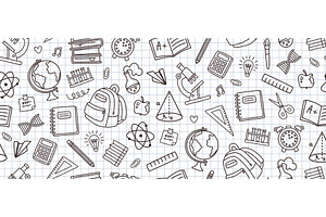 School notebook doodles pattern, an Education Illustration by winwin.art