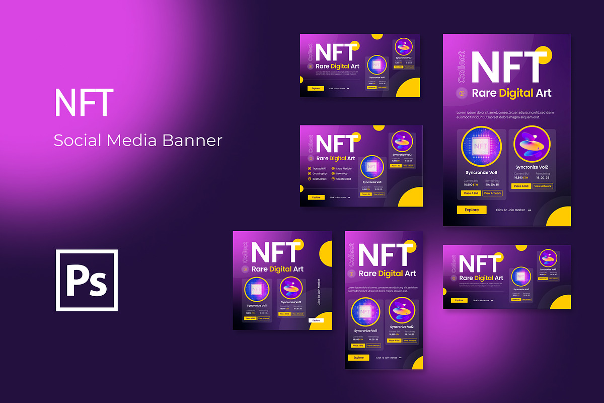 NFT Social Media Banner, a Social Media Template by Formatika Studio (Photo 1 of 3)
