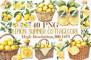 Lemon Clipart Summer Fashion Cottage, an Illustration by Sublimation Artist