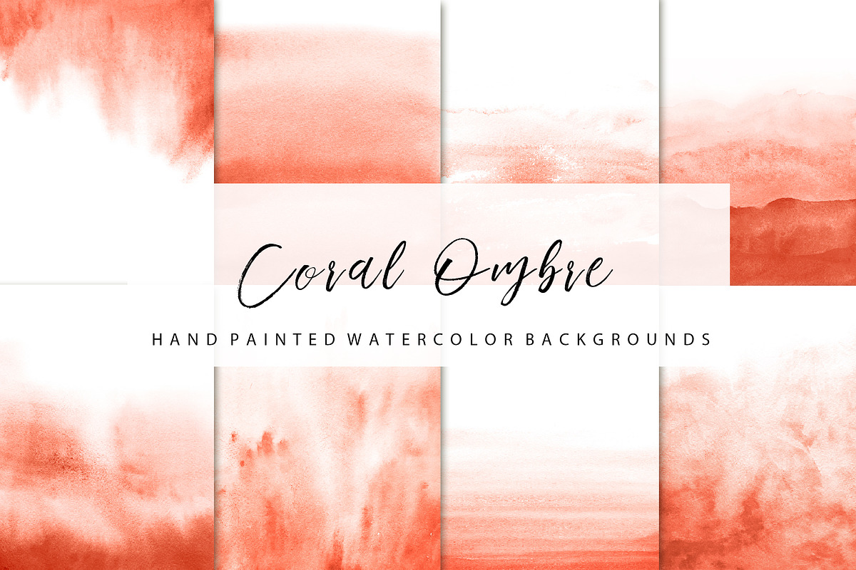 Coral ombre watercolor, a Texture Graphic by GraphicRain (Photo 1 of 5)