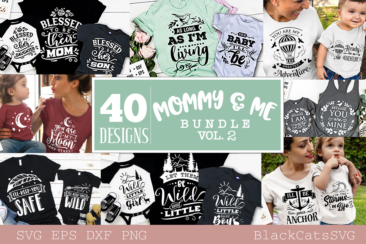 Mommy and me SVG bundle 40 designs, an Illustration by BlackCatsMedia (Photo 1 of 3)