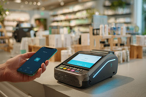 Contactless payment using mobile pho, a Photo by Pixeness Studio