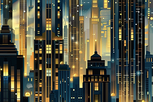 Art Deco Cityscape Night