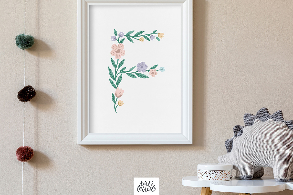 Pastel Floral Alphabet letters, a Decorative Illustration by tatiletters (Photo 7 of 9)
