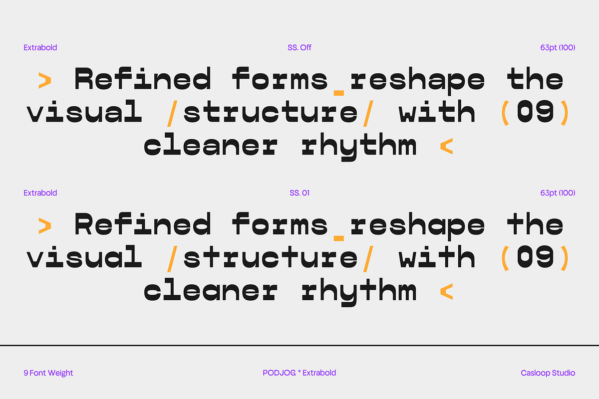 Podjog – Minimalist Monospace Font, a Sans Serif Font by Casloop Studio (Photo 7 of 10)