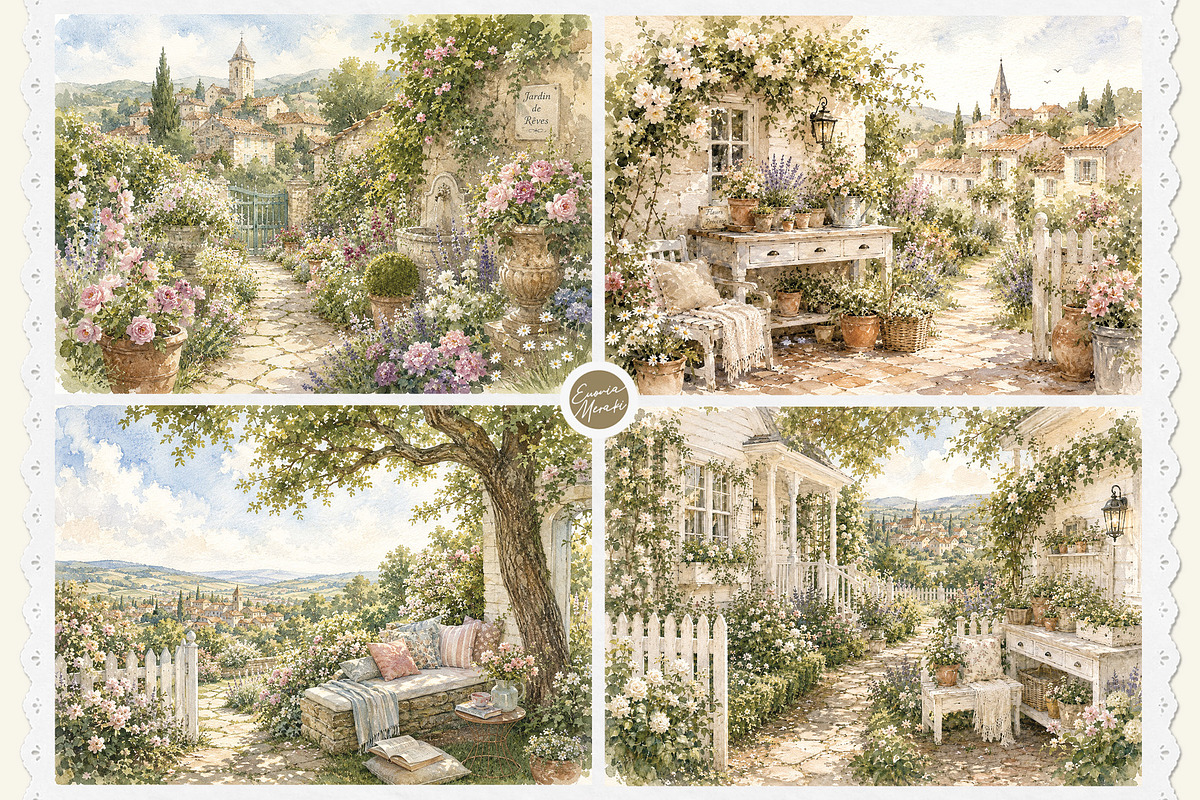 French Cottage Garden Watercolor Set, a Decorative Illustration by Euonia Meraki (Photo 8 of 18)