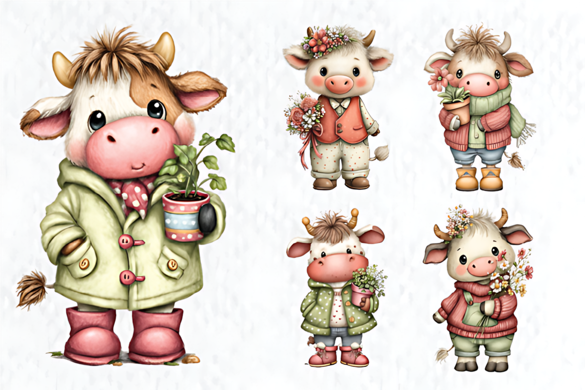 Whimsical Spring Baby Calf Clipart, a Seasonal Illustration by HueNestify (Photo 3 of 3)