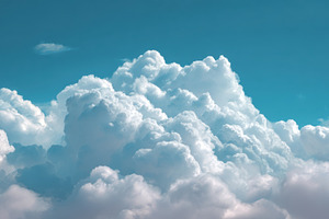 Fluffy white clouds against a teal s, an Arts & Entertainment Photo by Pixeness Studio