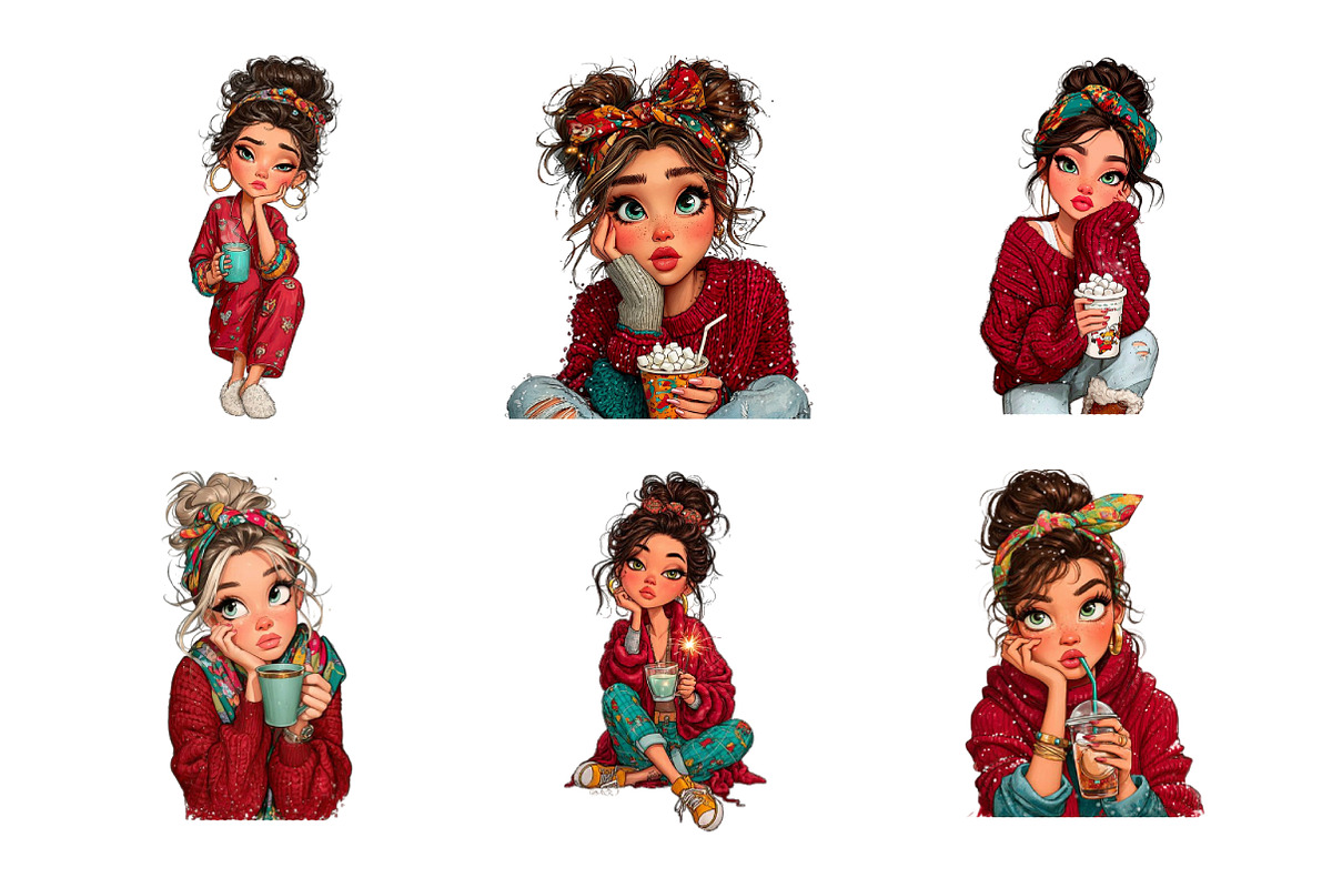 Quirky Girl New Year Clipart, an Illustration by SinaCreation (Photo 5 of 11)