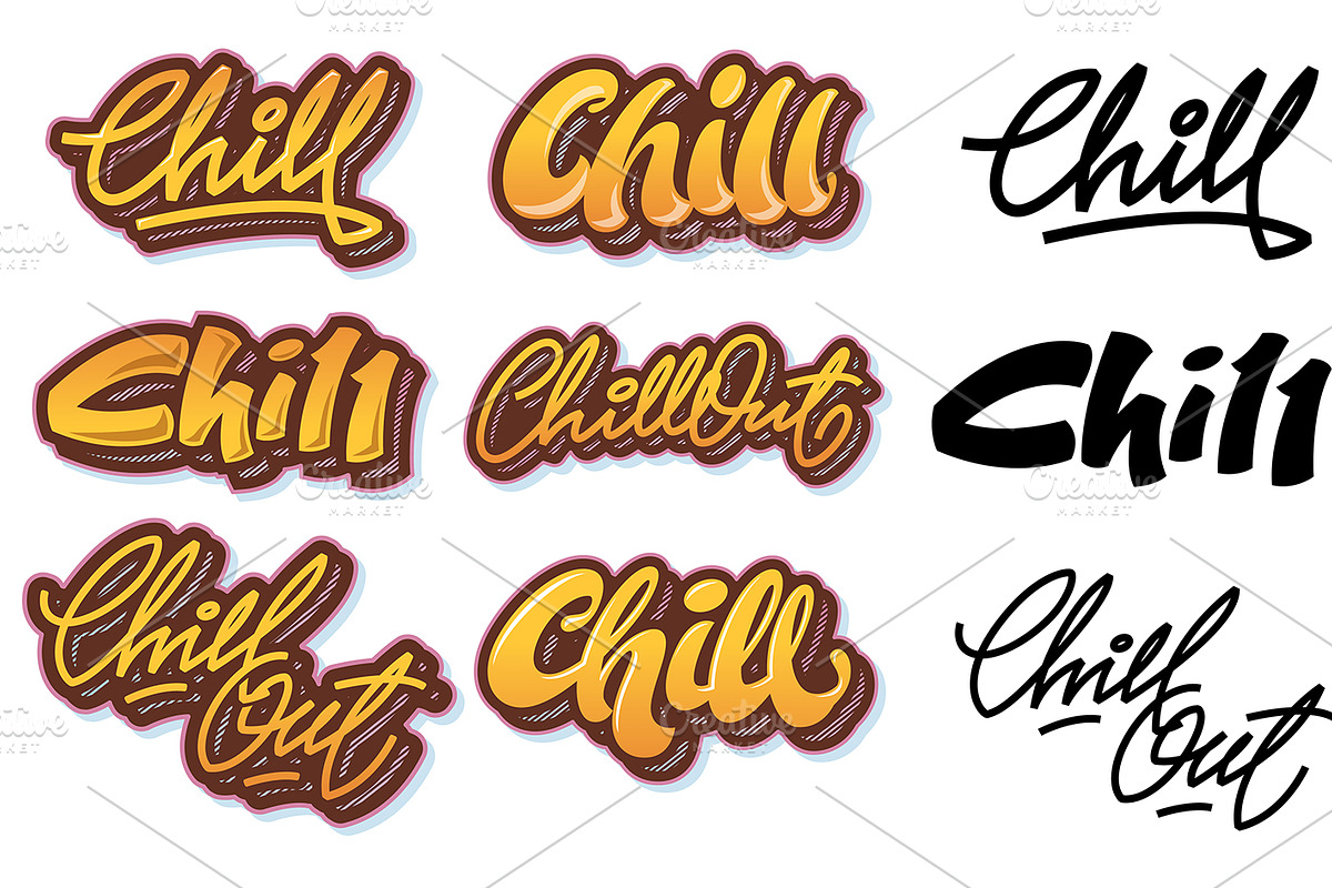 Chill & Chill out letterings, an Illustration by Oster Oleg