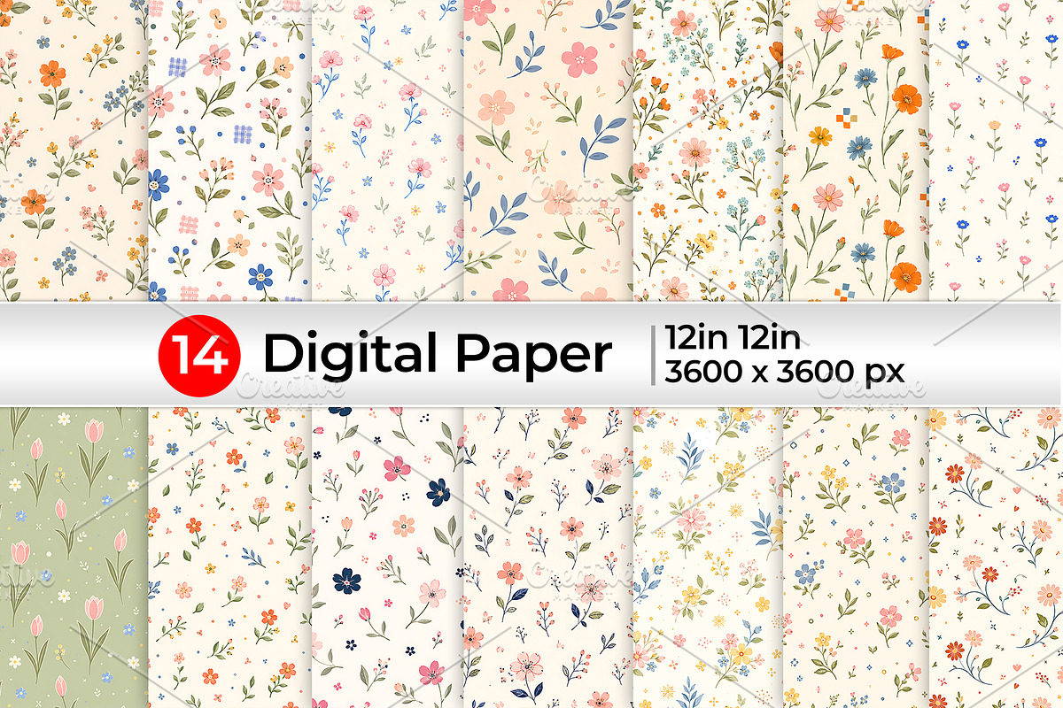 Delicate Ditsy Floral Patterns, a Pattern Graphic by Artonix (Photo 1 of 5)