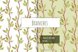 Watercolor Branches Pattern