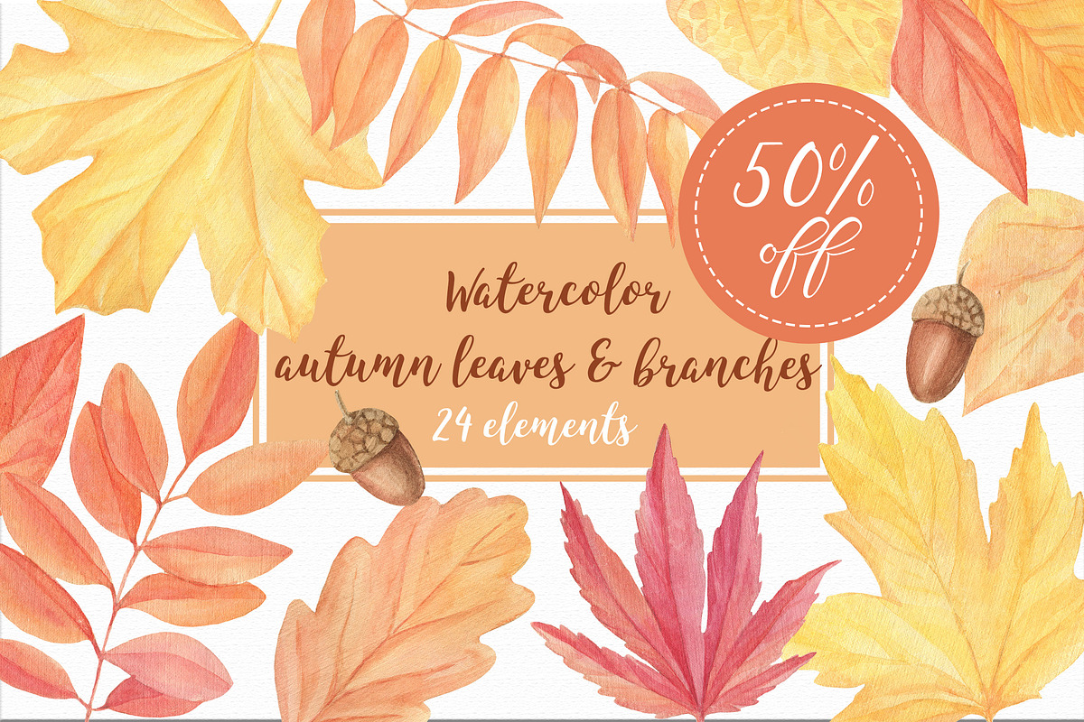 SALE! Watercolor Autumn Leaves, an Illustration by Irina Diasli (Photo 1 of 2)