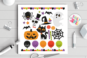 Retro Haunted Halloween Set, an Illustration by totallyjamie