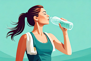 Fit young adult drinking water after jogging. illustration, a Healthcare Illustration by DanFLCreativo