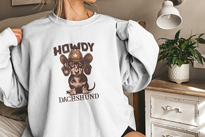 Howdy Dachshund Png, Western