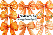 Watercolor Orange Bows Clipart, an Illustration by Rose Art (Thumbnail 1 of 4)
