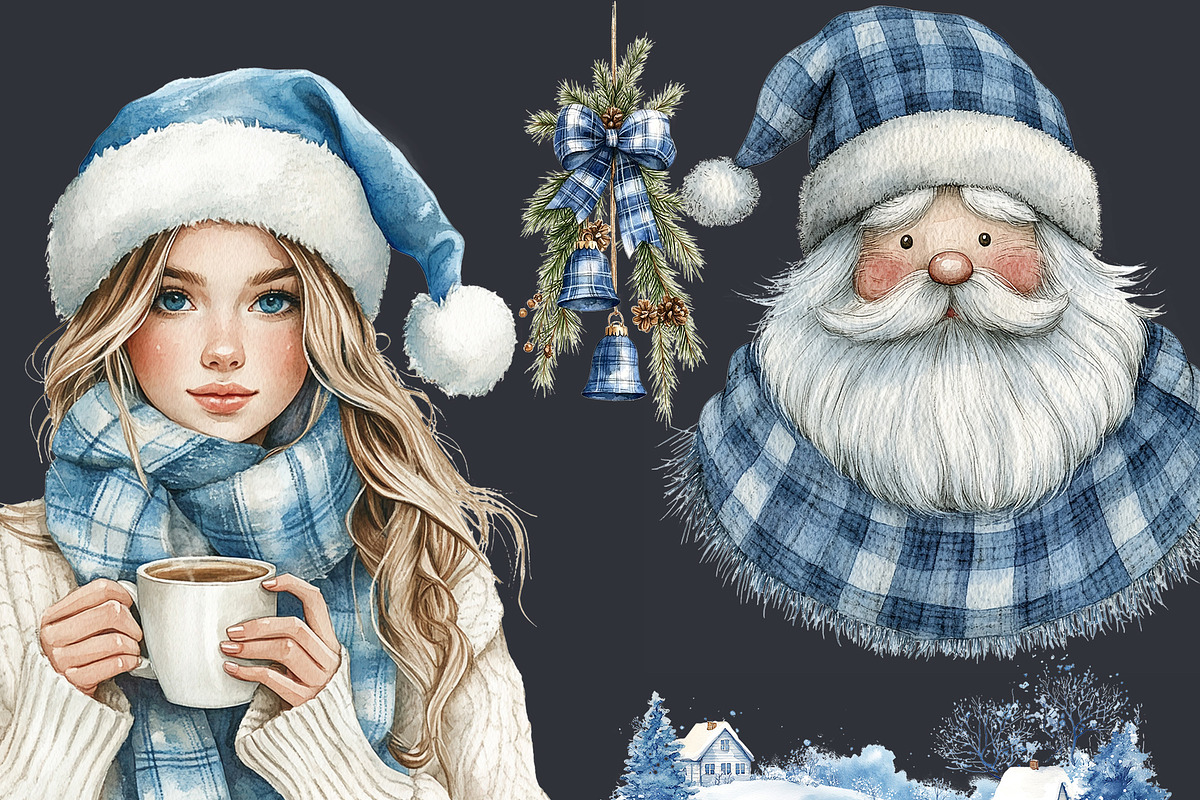 Blue Christmas Clipart 76 PNG, a Seasonal Illustration by EleSArtDesign (Photo 5 of 6)