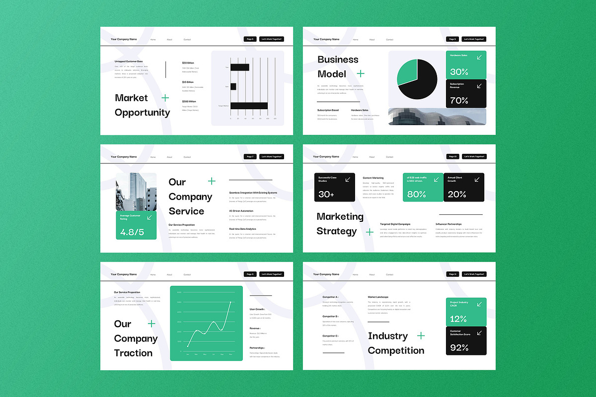 White Green Pitch Deck PPT, a Presentation Template by Aiyari Graphic (Photo 3 of 5)
