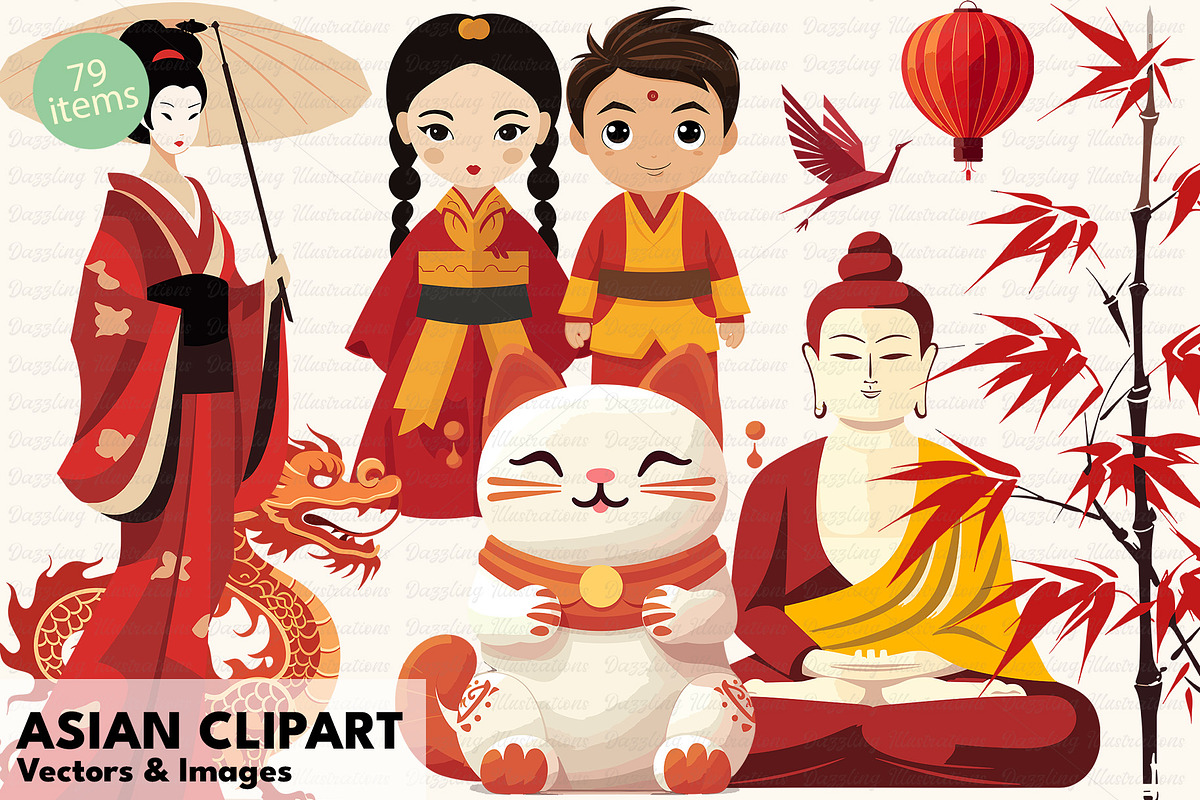 Asian Clipart - Images & Vectors, an Illustration by Dazzling Art Boutique (Photo 1 of 8)
