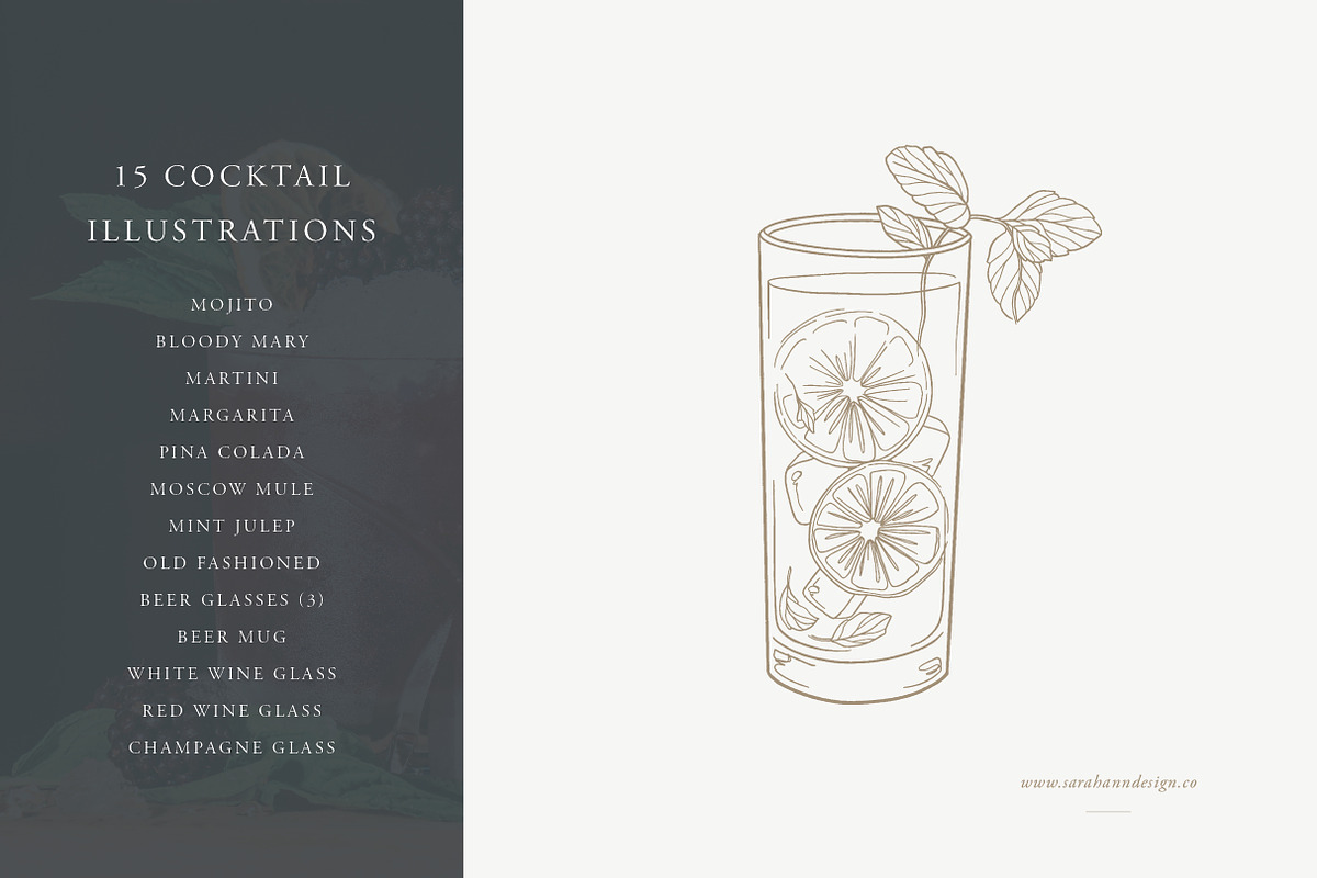 Cocktail Drinks: Vector Illustration, a Food Illustration by Sarah Ann Design (Photo 2 of 6)