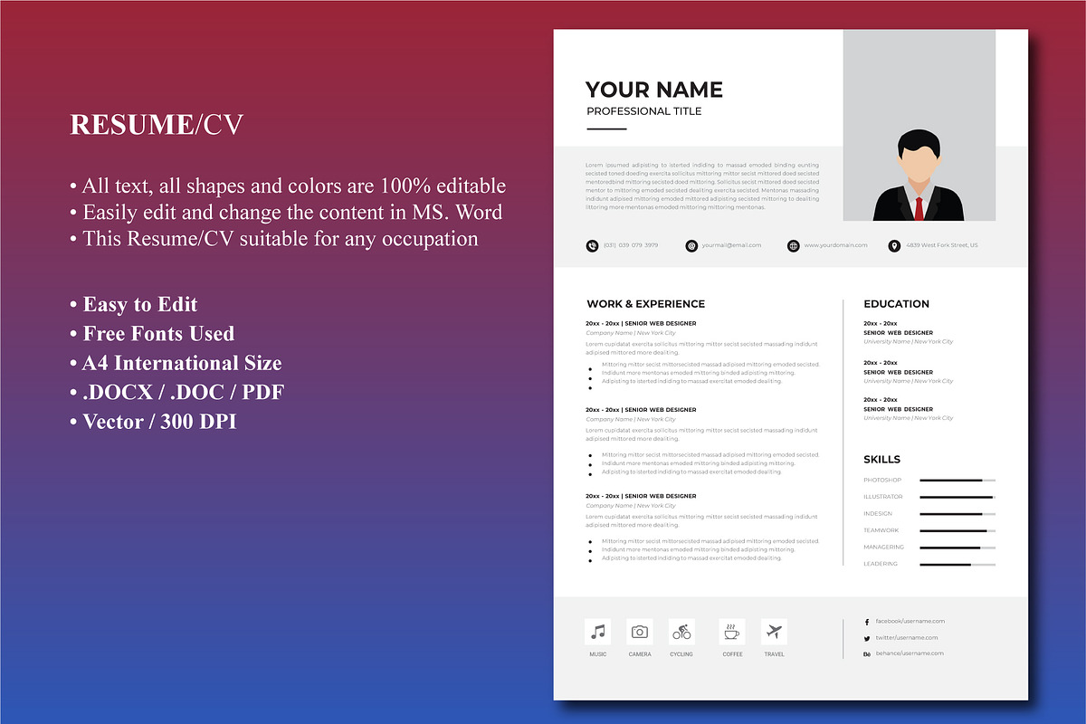 Executive Resume / CV Template, a Resume Template by Blue Digital Studio (Photo 1 of 2)