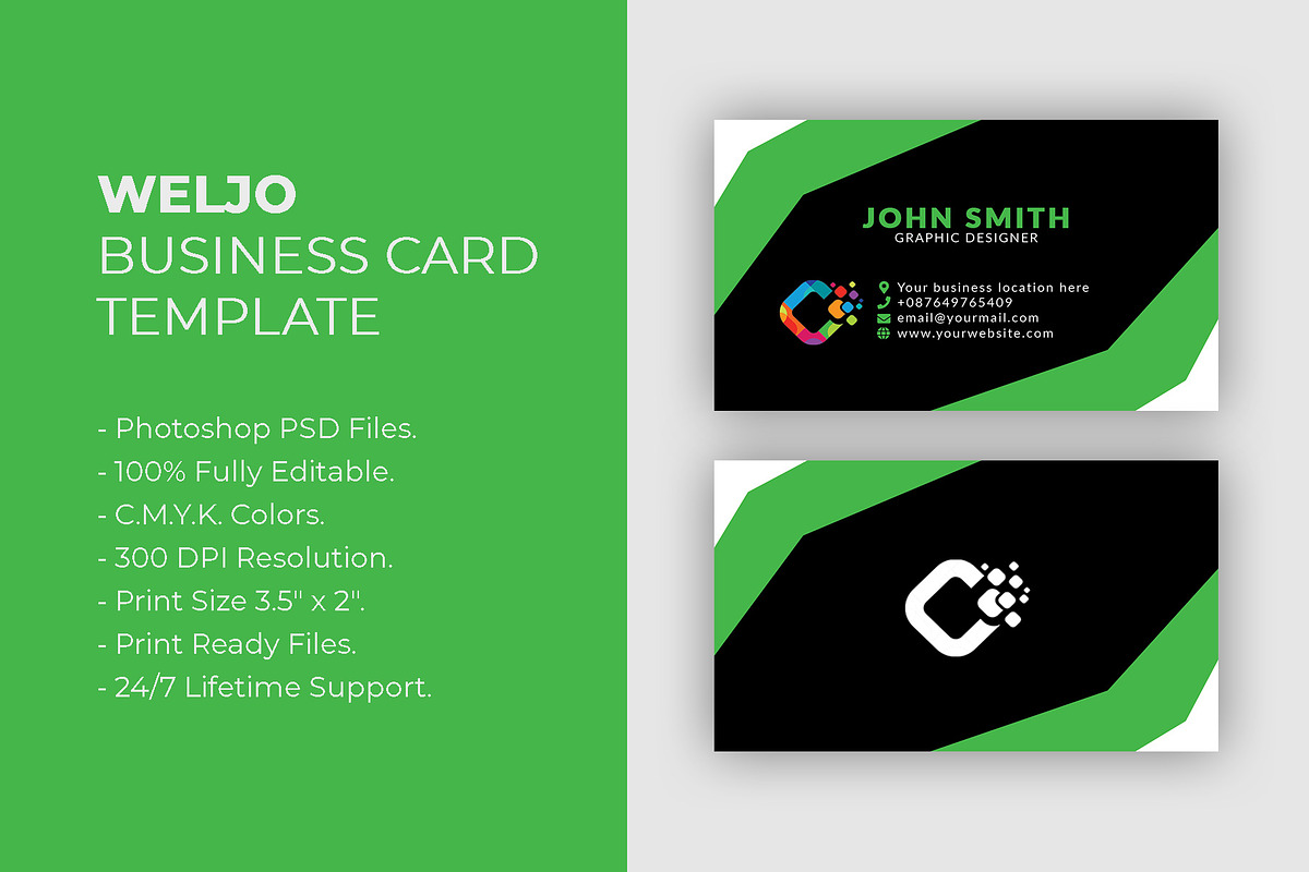 WELJO Business Card Template, a Business Card Template by Dueza.Com