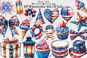 Watercolor 4th Of July Clipart, a Seasonal Illustration by Rose Art (Thumbnail 1 of 5)