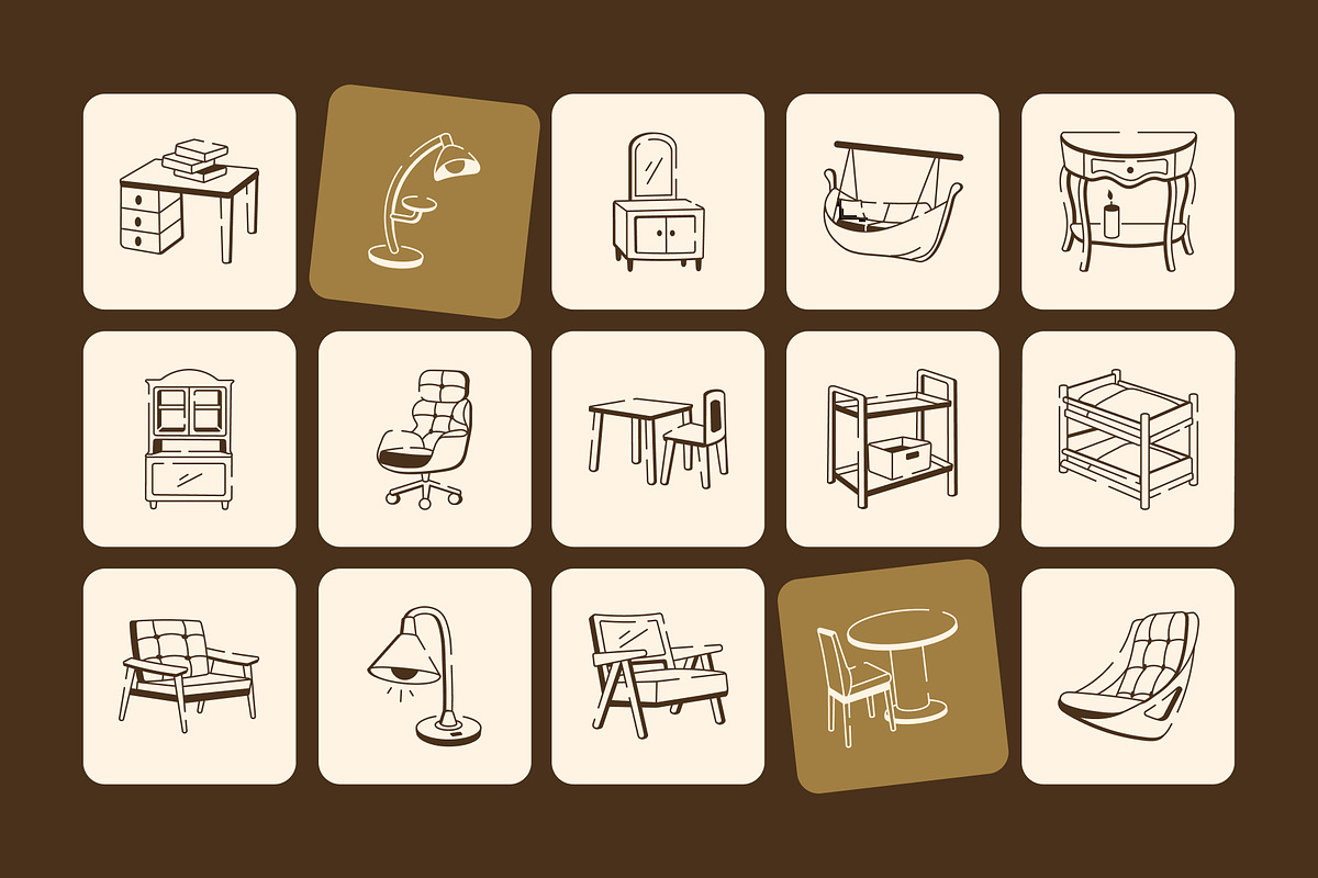 Furniture Doodle Icon Set, an Outline Icon by Vectors Market (Photo 6 of 8)