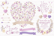 Lavender Floral Heart & Banner, an Illustration by Amanda Ilkov (Thumbnail 1 of 4)