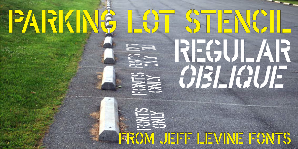 Parking Lot Stencil JNL, a Sans Serif Font by Jeff Levine Fonts