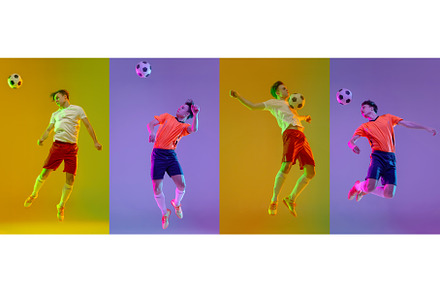 Collage with dynamic portraits of