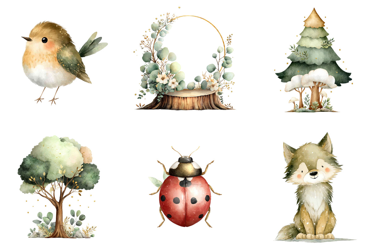 Cute Woodland Animal Clipart, an Illustration by Sublimation Artist (Photo 5 of 7)